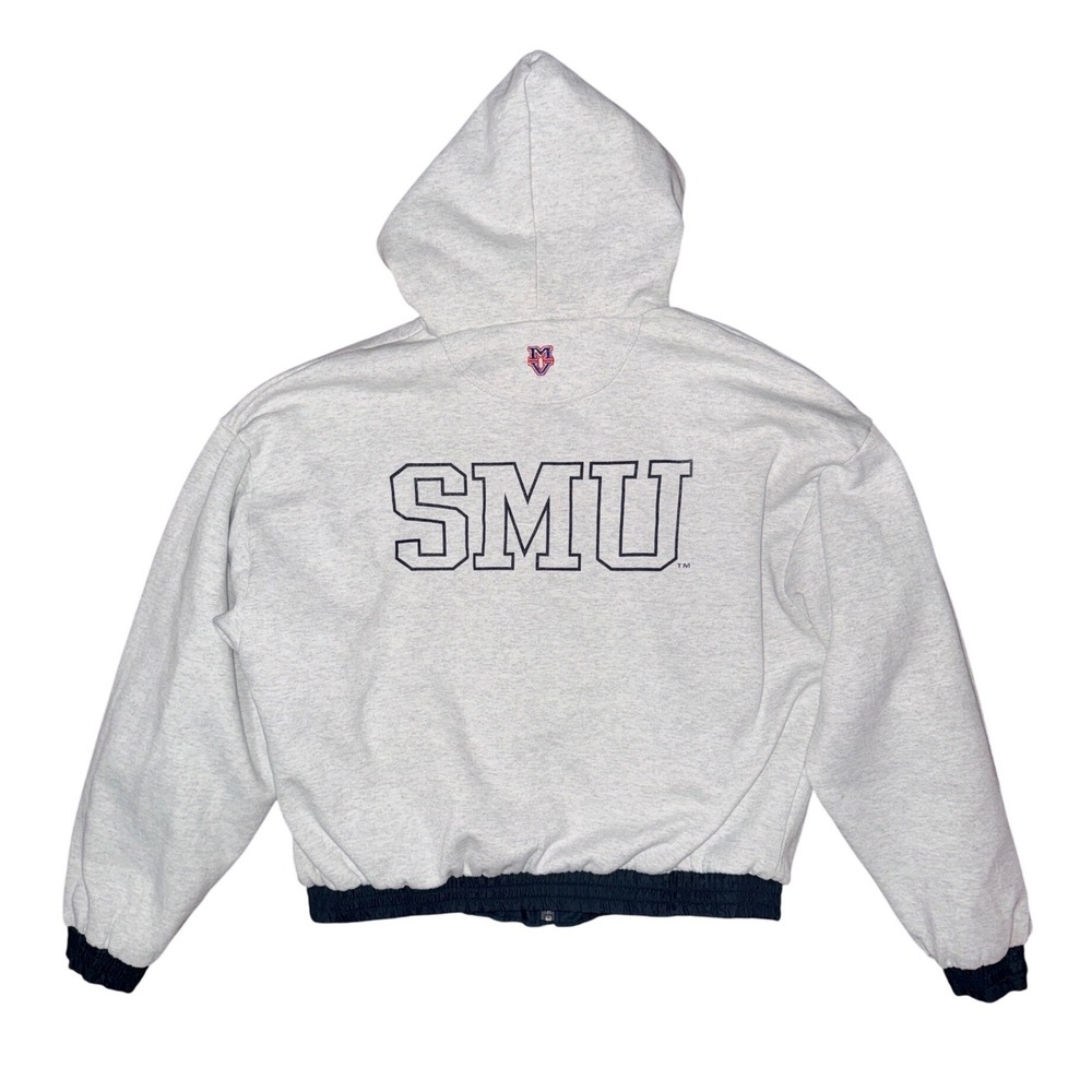 Vintage SMU Mustangs Reversible Hooded Jacket Athleisure Retro Sporty Oversized